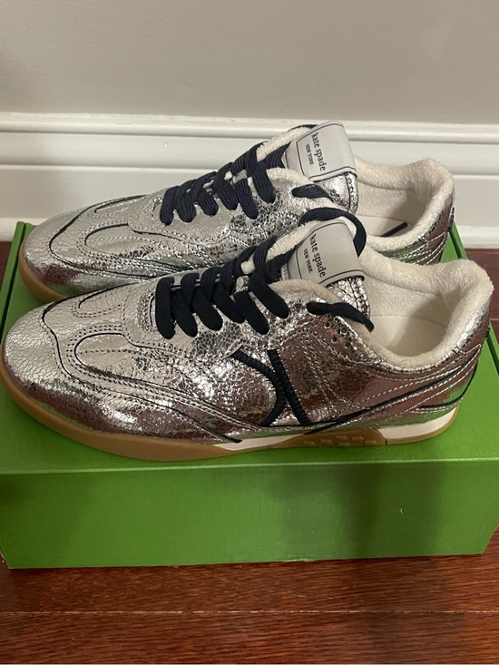 kate spade Shoes - Kate Spade Silver Sneakers With Navy Accents 👀👟🔥